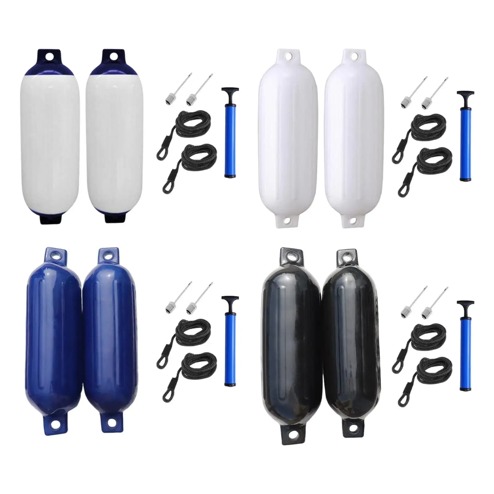 2Pcs Marine Boat Fenders 4.5\'\' x16\'\' with Rope and Inflator