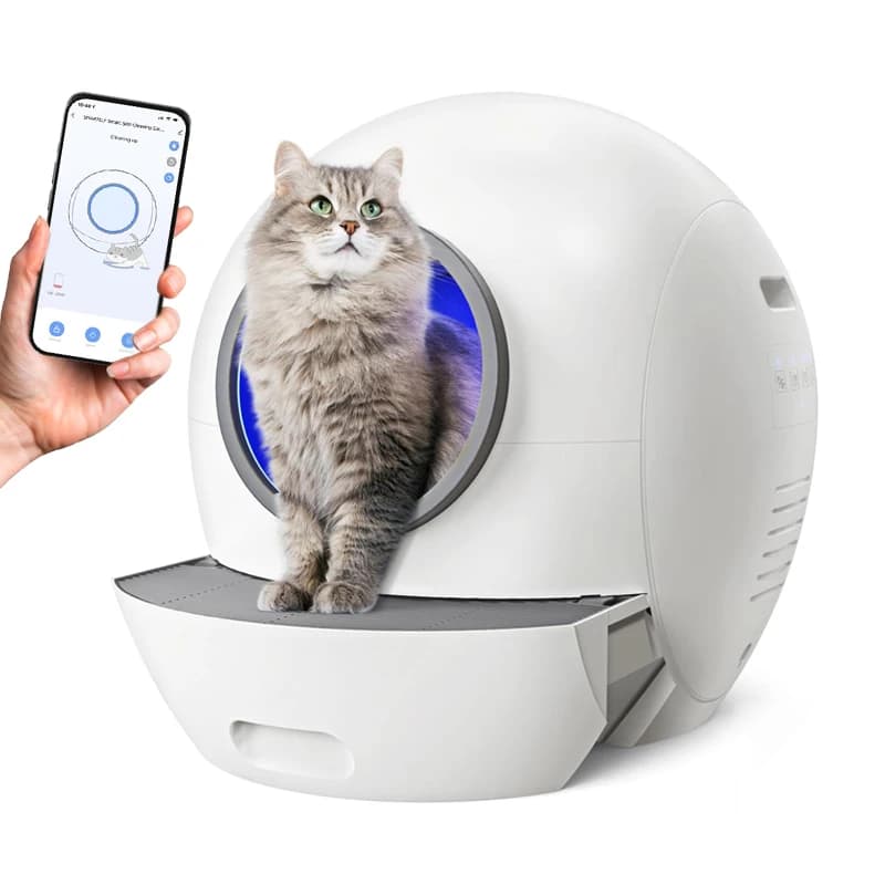 Spedizione nel magazzino UE USA Grande lettiera automatica per gatti Mobili per toilette Auto Smart Intelligent Cat Autopulente Lettiera Fabbrica
