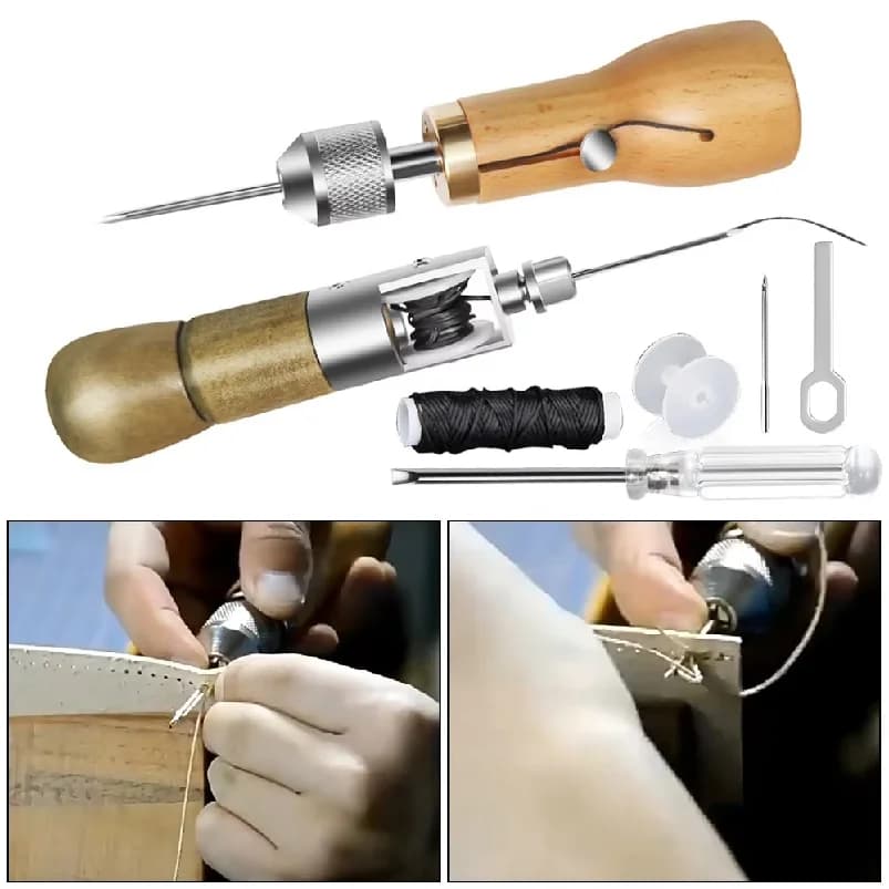 Stitching Belt Strips Waxed Thread Hand Sewing Tools Shoemaker Canvas Repair Tools Leather Sewing Awl Kit DIY Leather Craft Edge