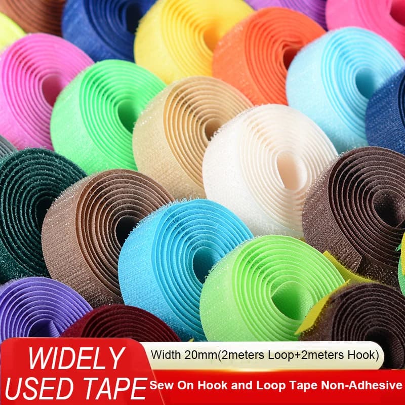 Larghezza 20mm 22 colori Cuci su nastro adesivo con gancio e anello Nastro in tessuto di nylon non adesivo per nastro ad incastro artigianale per cucito fai da te