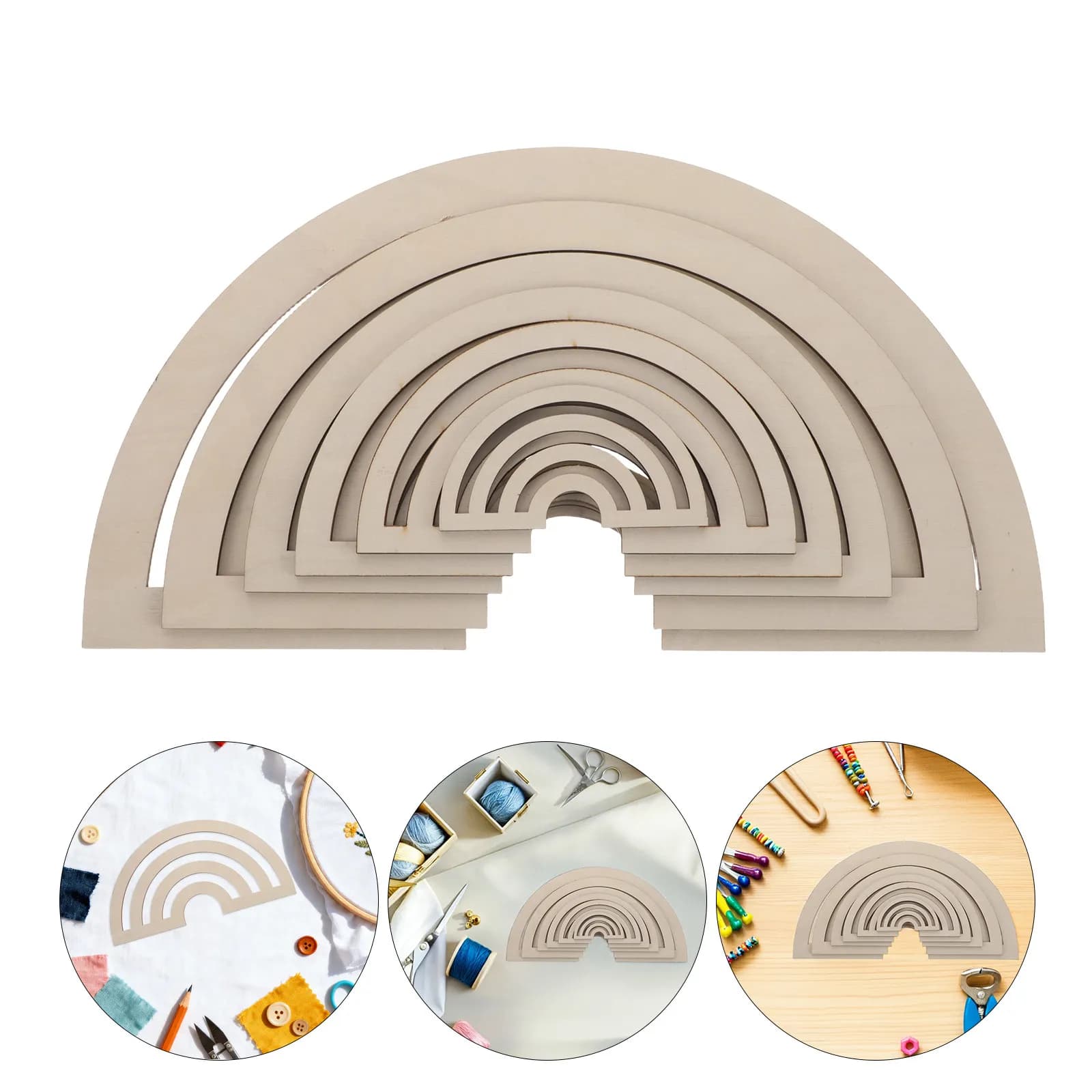 7Pcs Wooden Cloud Macrame Frame DIY Dream Catcher Hoop Unfinished Wood Slice for Christmas Wreath Wedding Decor Wall Hanging