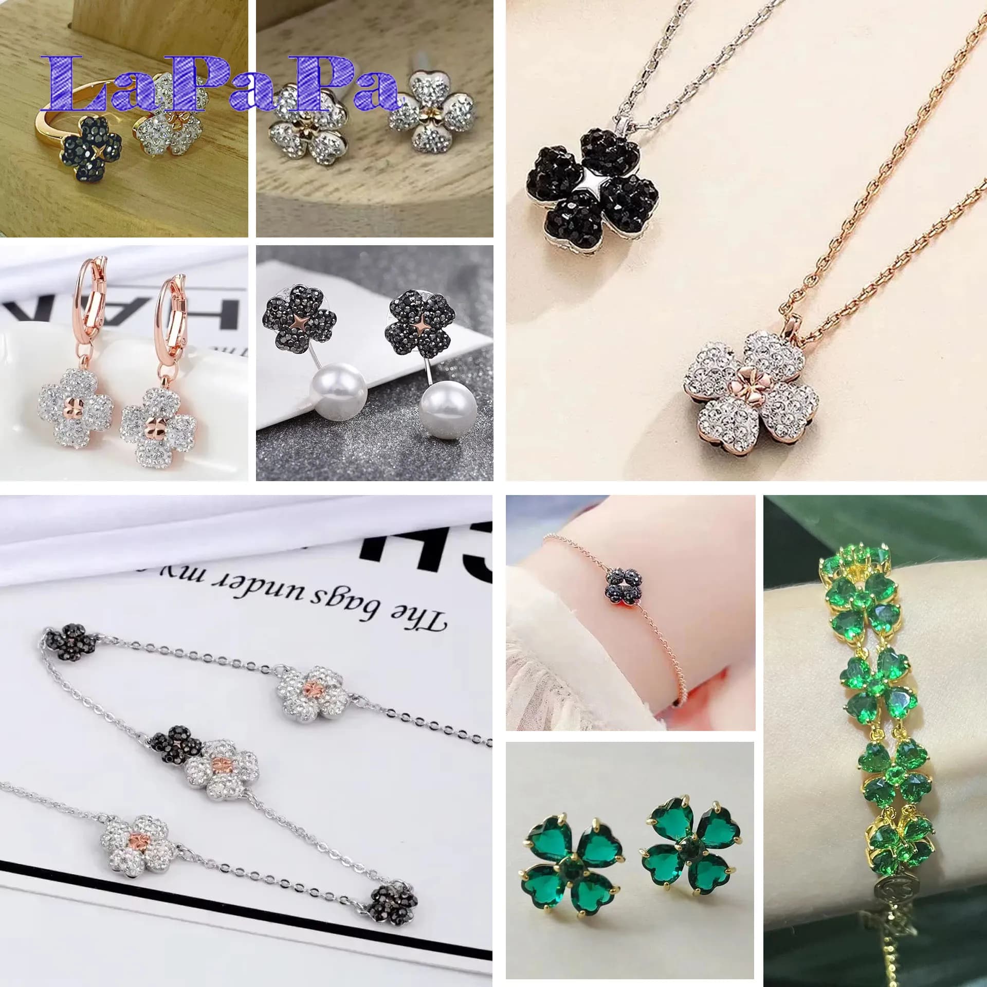 2025 New Fashion Lucky for Women Collana Orecchini Bracciale Anello regolabile Set di gioielli squisiti originali Regalo romantico