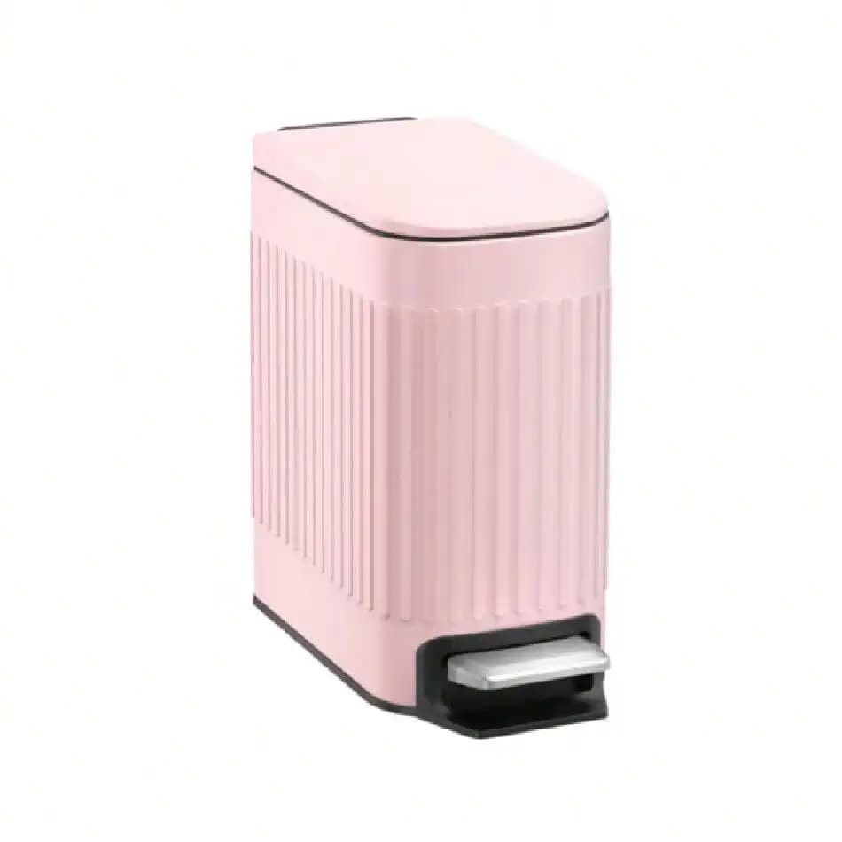 Cestino per rifiuti da bagno rosa, piccolo cestino per rifiuti in acciaio inossidabile da 1,6 galloni con coperchio, pedale, grazioso cestino per rifiuti per bagno, ufficio