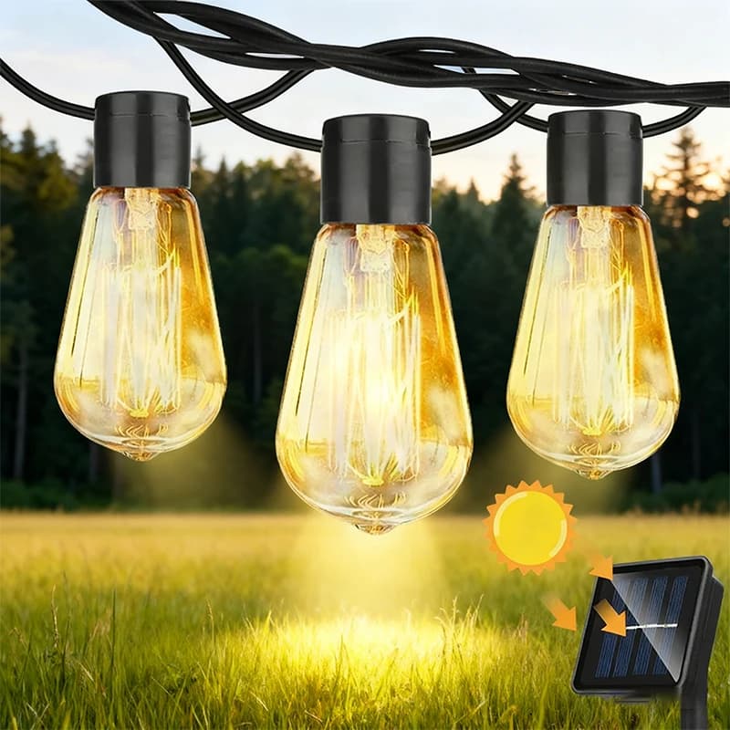 Luce solare a LED per esterni impermeabile S14 Lampadina a sfera Luci a corda Papaya Cortile Decorazione natalizia