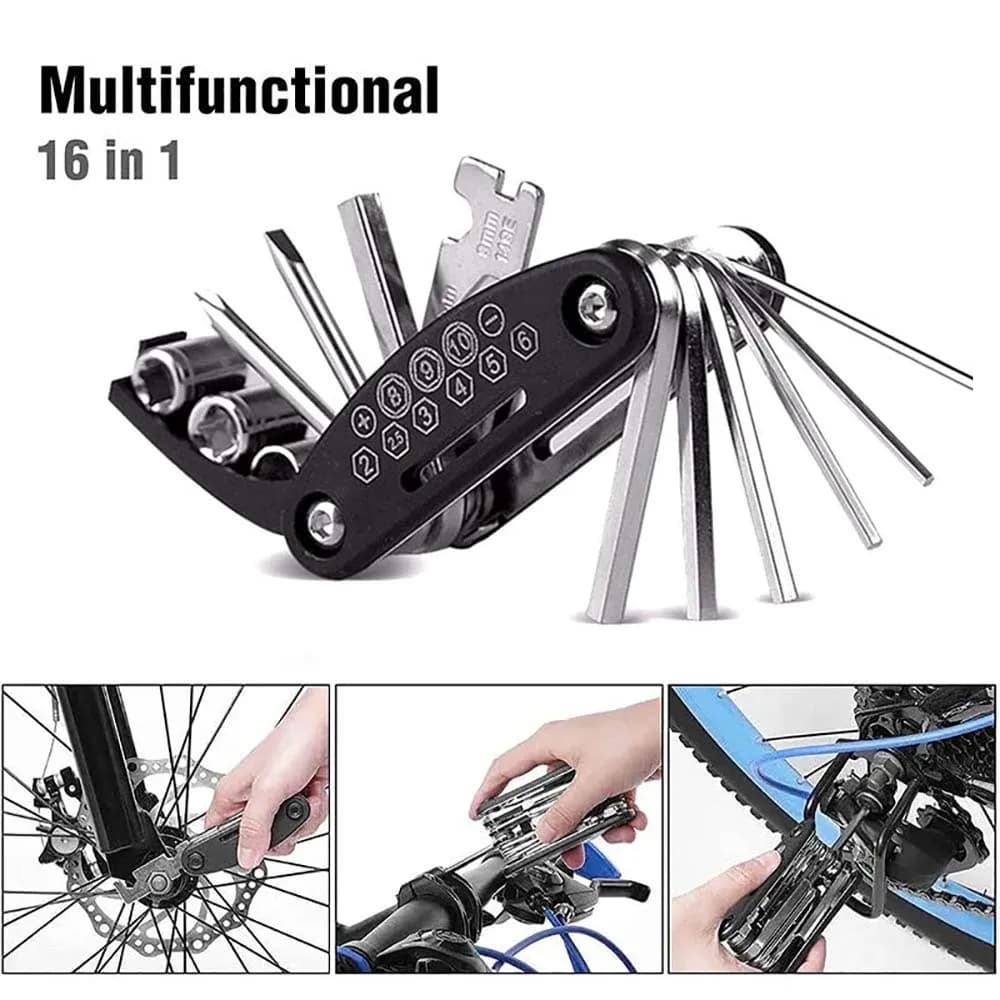 Kit of portable bicycle repair tools 16 in 1 Hexagonal wrench Dado Screwdriver for tires Bike repair tools for motorcycle