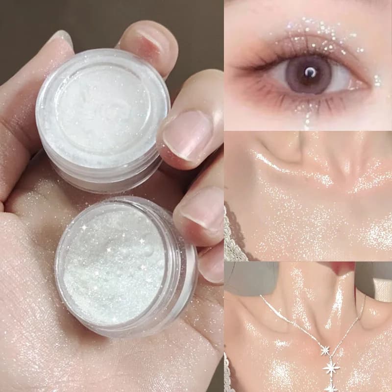 Glittered highlighter powder, shiny powder for body and face Glittered pearl powder makeup, clearing skin Clavicola Wedding