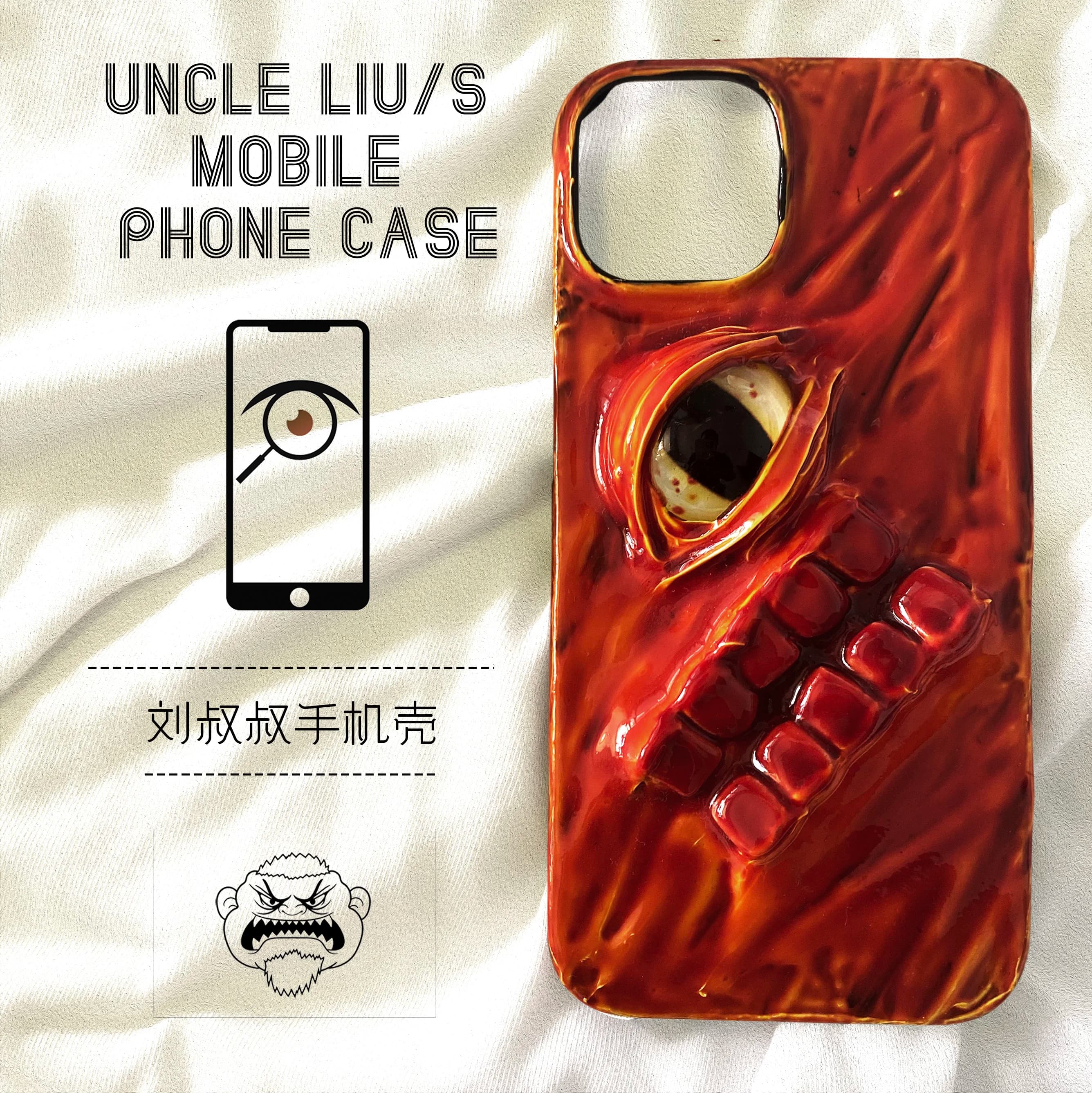 4132 Custodia per telefono fatta a mano con denti 3D Demon Eyes per iPhone Samsung Xiaomi Huawei Protettiva antiurto Design duro personalizzato