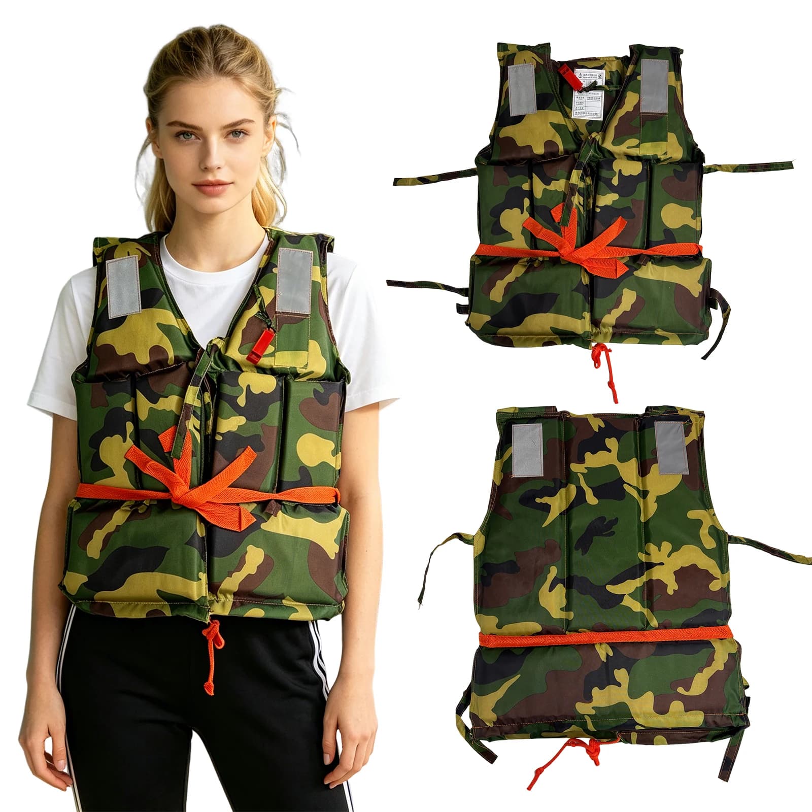 Snorkel Vest with Whistle & Reflective Strips Buoyancy Aid Polyester Floating Foam for Water Rescue Surfing and Boating Kayak