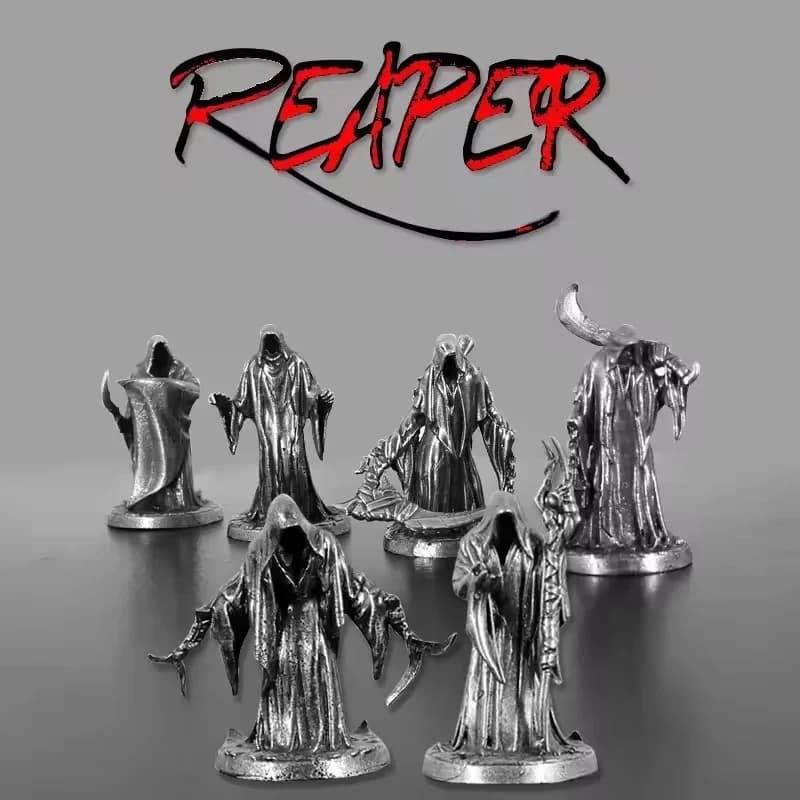 Metal Scythe Reaper Death Miniature Soldier Model Board Game Chess Piece Desktop Ornament Collection Crafts Gift for Boys