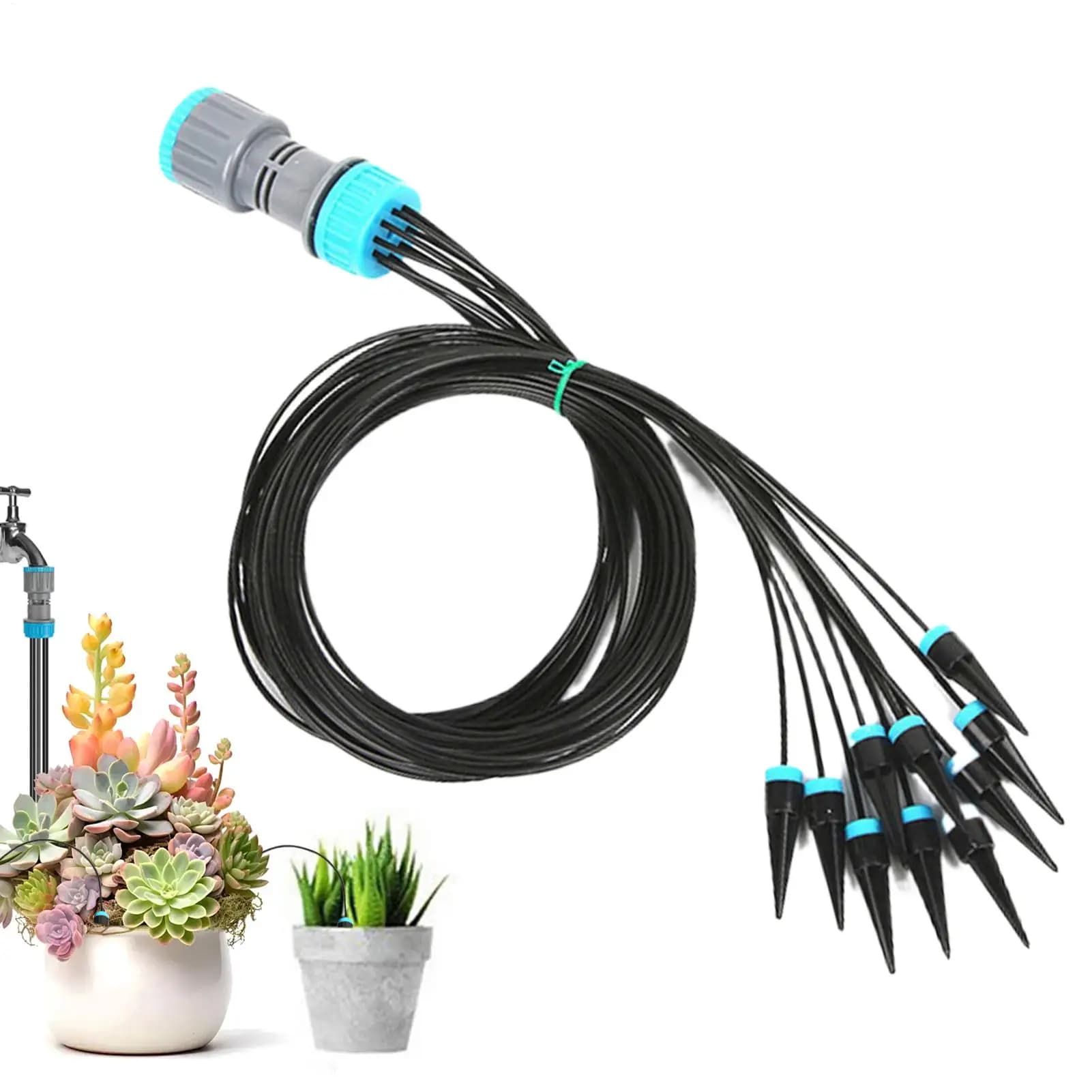 10-headed Irrigation Kit, Automatic Irrigation System with Quick Connection Emitters and Timer for Garden, Serra and Plants in Vaso