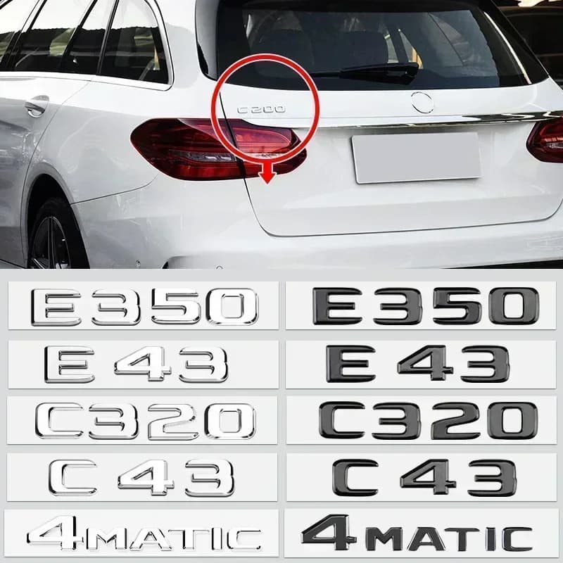 Adesivi 3D in ABS per bagagliaio auto, lettere logo emblema per Mercedes Benz AMG Classe C C43 E63 4Matic V6 V8 C180 E200 W205 W213