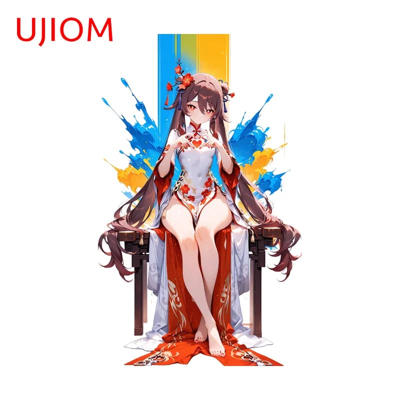 UJIOM Genshin Impact Hutao Adesivo da parete colorato Design premium Personalizzabile Adatto per la decorazione di armadi e vestiboli