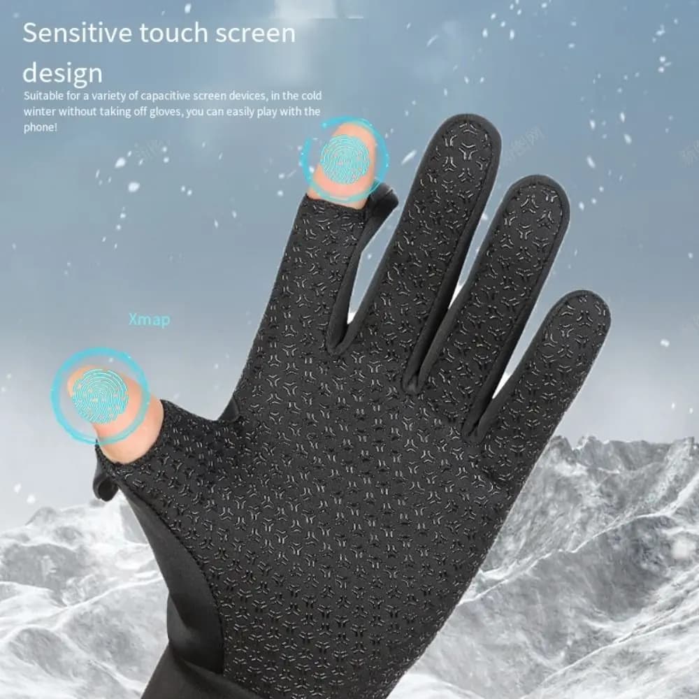 Anti-slip winter cycling gloves Double layer thick touchscreen gloves in lightweight fleece with touchscreen fingers