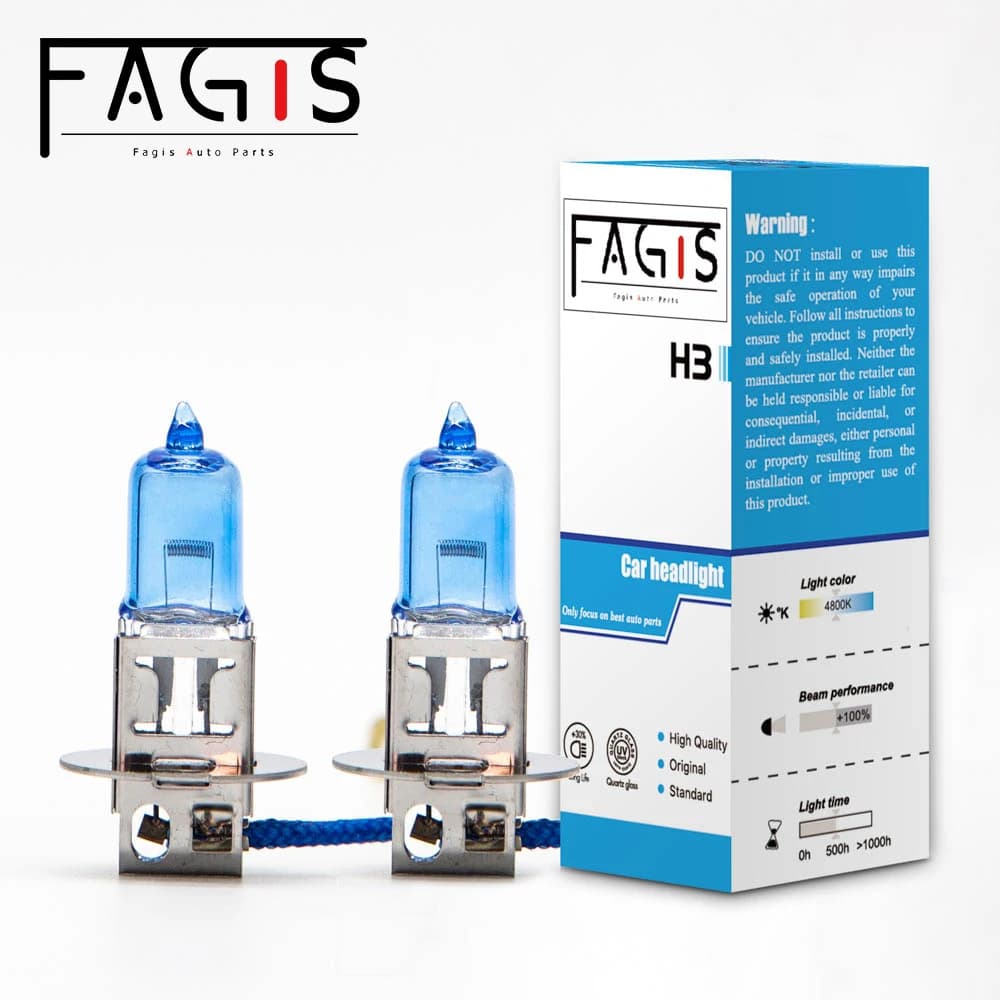 Fagis 2 Pcs H3 12V 55W 4800K Super White Auto fari fari Auto fendinebbia lampadina alogena
