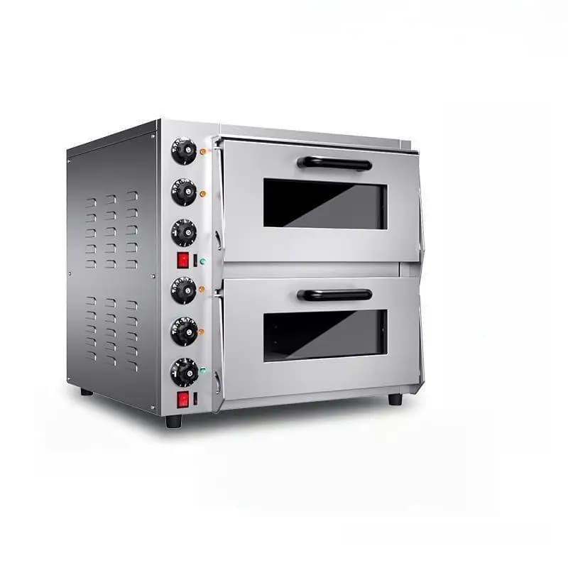 Forno Elettrico Commerciale per Pizza a Doppio Piano 220V 4kW con Controllo Temperatura Indipendente, Pietra in Cordierite e Luce LED