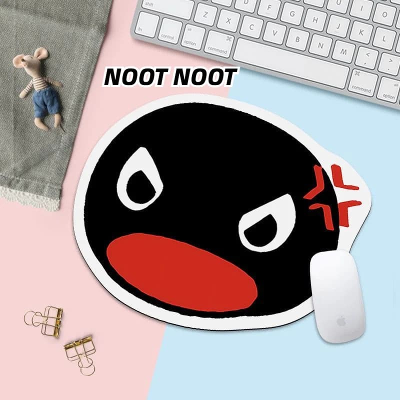 Noot Noot Cute Pingu Penguin Irregular Head Shape Mouse Pad Non Slip Rubber Waterproof Anti Sweat Small Kawaii Desk Keyboard Mat