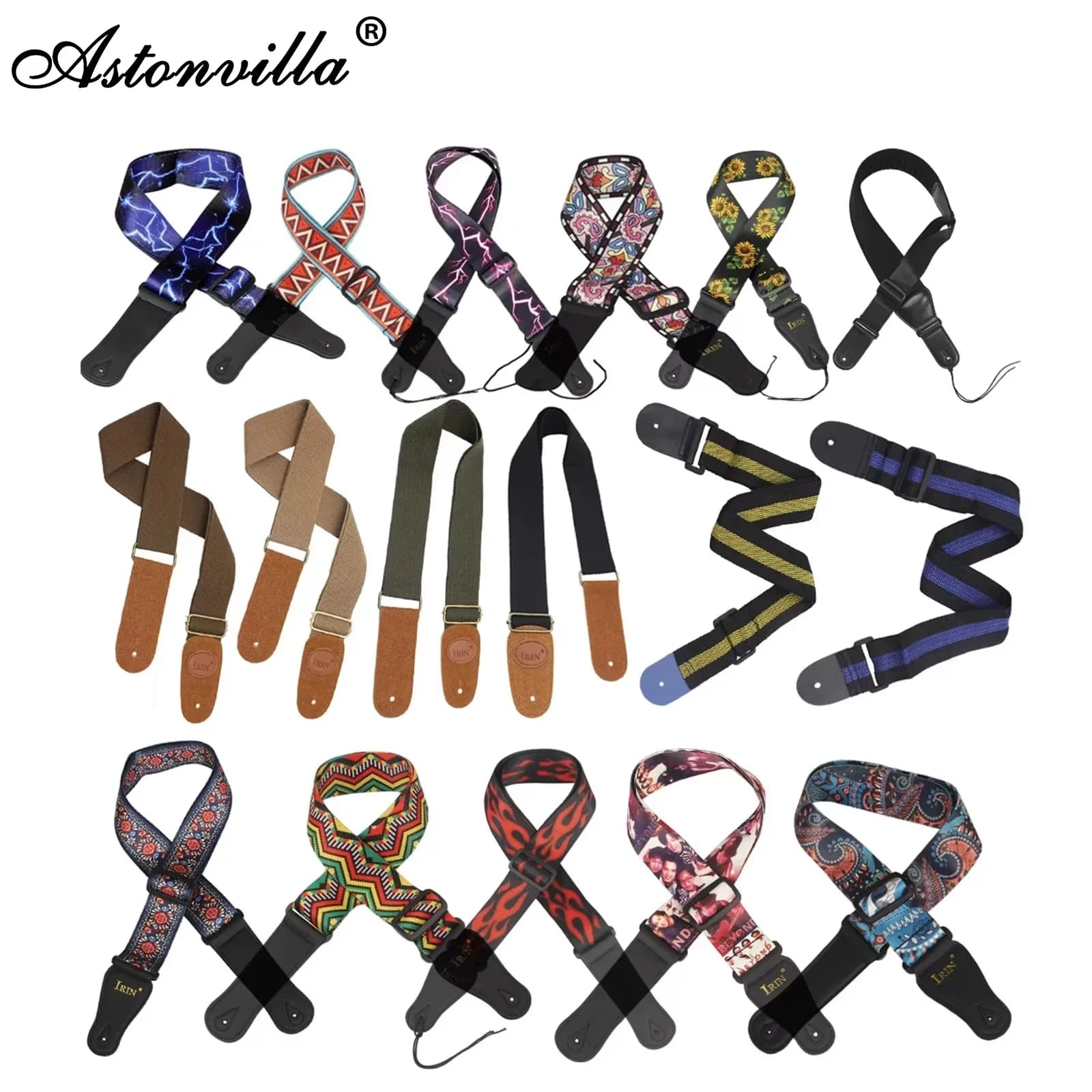 Tracolla per chitarra Cinture per chitarra multicolori con morsetto regolabile per paletta per chitarra per chitarra in legno/clatica/elettrica basso ukulele