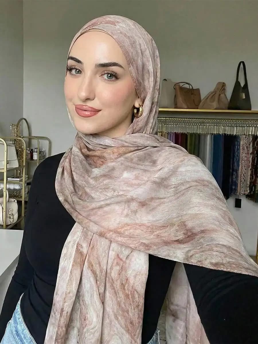 1pc Women's Bohemian Style Watercolor Gradient Print Viscose Hijab Scarf, Casual Soft Windproof Shawl, Suitable For Daily Wear