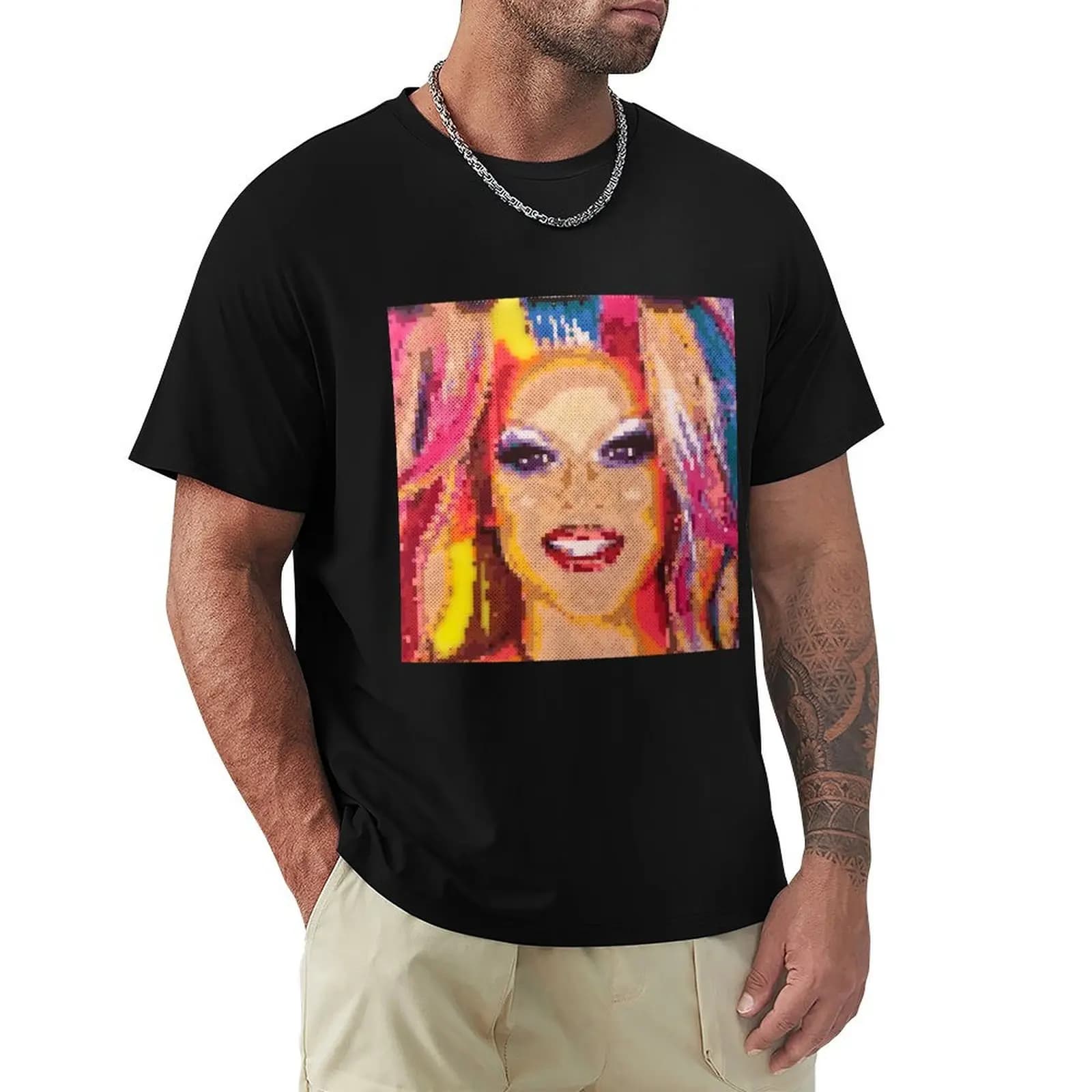 Ritratto di Willam Belli con perline fuse, regalato a Willam, T-shirt da lavoro per esterni da uomo