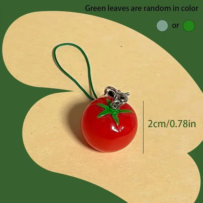 Portachiavi con ciondolo per telefono con frutta e pomodoro realistico, materiale in resina, perfetto per zaini, telefoni cellulari e accessori pendenti con portachiavi