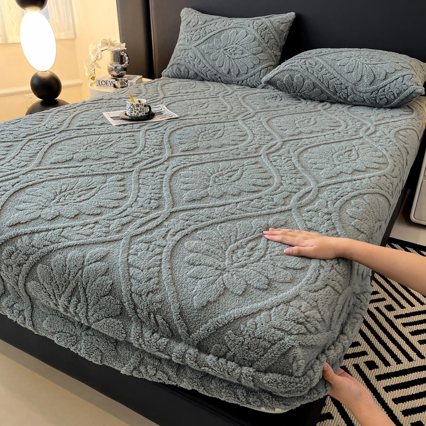 Tafu Bed Covers Lenzu with Velvet Corners Jacquard Bed Head Bearing Cover with Full Elastic Band Sheet