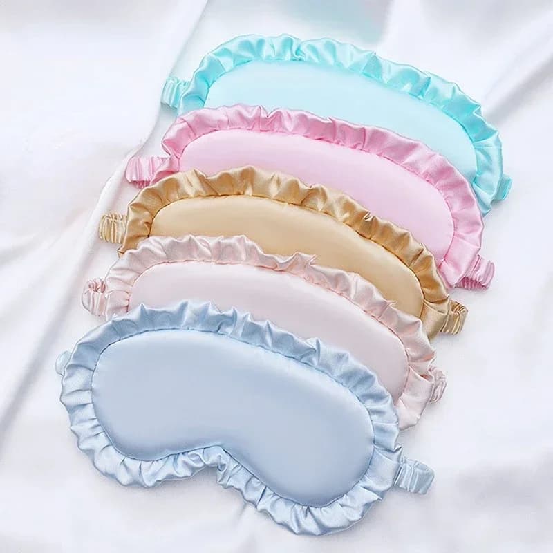 Silk Ruffle Sleep Eye Mask Soft Sleeping Eye Covers Multicolor Night Dream Blackout Eye Patches for People To Sleep Better