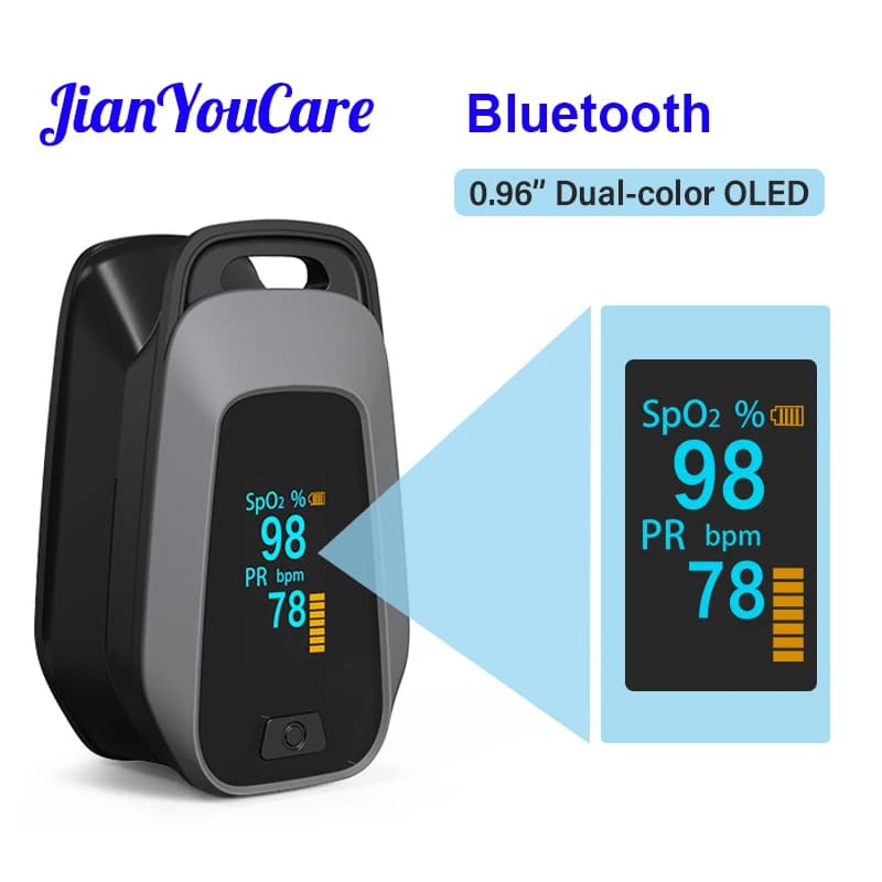 JYHealth Bluetooth APP Wireless Control Portable Oxygen Saturation SPO2 PR Oximeter De Dedo Finger Pulsioximeter Pulsexymeter