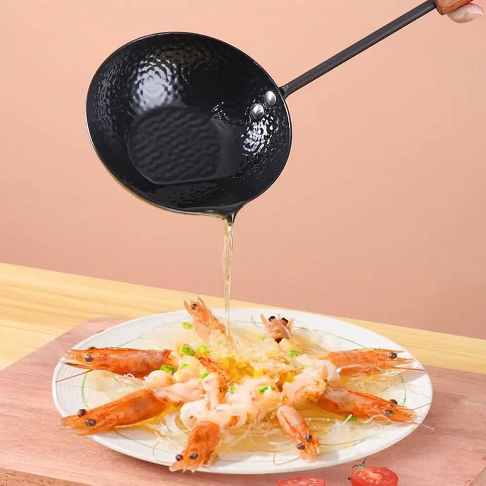 Mini Anti-adhesive Cast Iron Board with Handle in Wood Comfortable to Handle, Bowl for Dissolving the Burro, Beccuccio Anti-coating, Omelette and Sauce