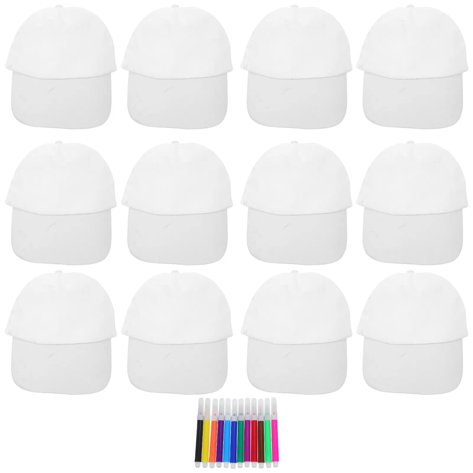 1Set Kids Baseball Cap Plain White Toddler Boy Hats DIY Painting Kit Birthday Party Art Craft Activities Baseball Caps Bulk