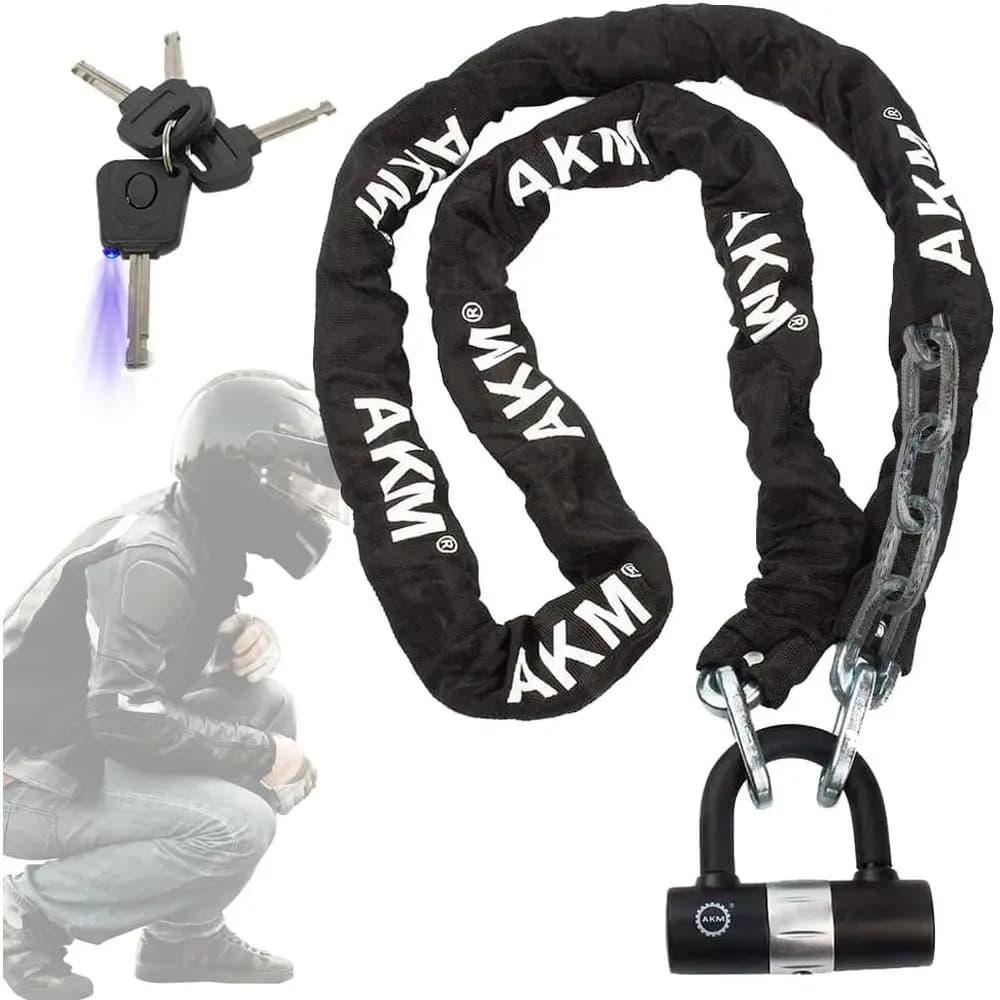 Lucchetto per Moto 6.56t/200cmx10mm Spesso Antifurto Resistente con 4 Chiavi, Lucchetto a U da 16mm, Lucchetto a Disco, Super Lungo e Resistente