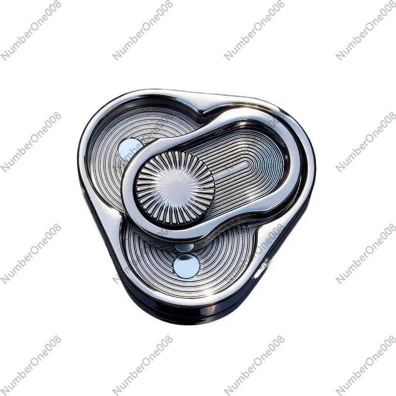 EDC Metal Fidget Toy, 3-Ring Push Card Slider with Click Coin, Finger Spinner Adult Stress Relief Hand Toy