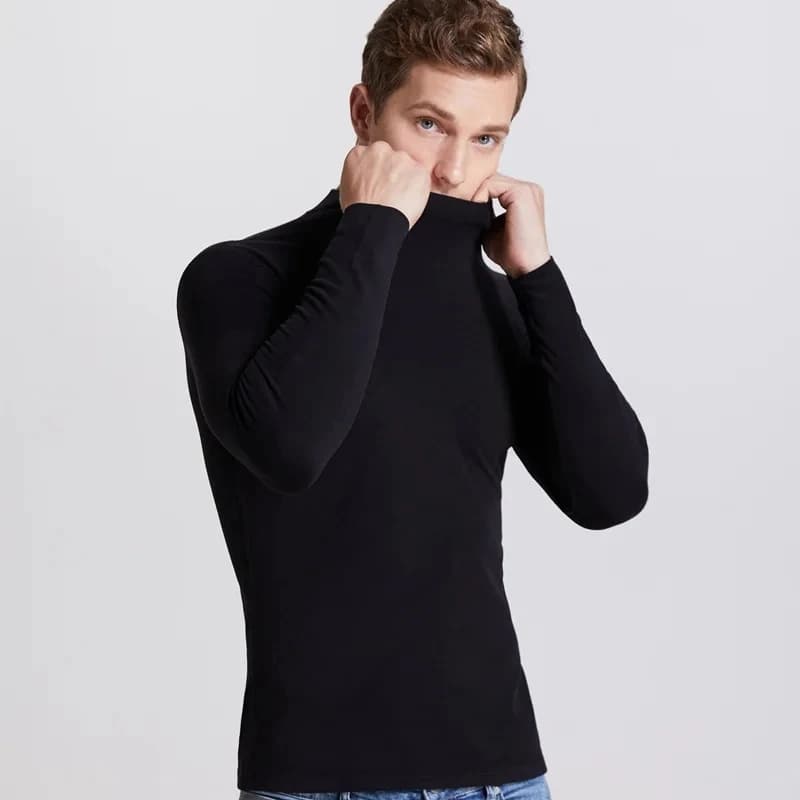 Intimo termico da uomo Top Abbigliamento invernale Camicia termica Autunno maschile Collant invernale Collo alto Sottile T-shirt a maniche lunghe slim fit