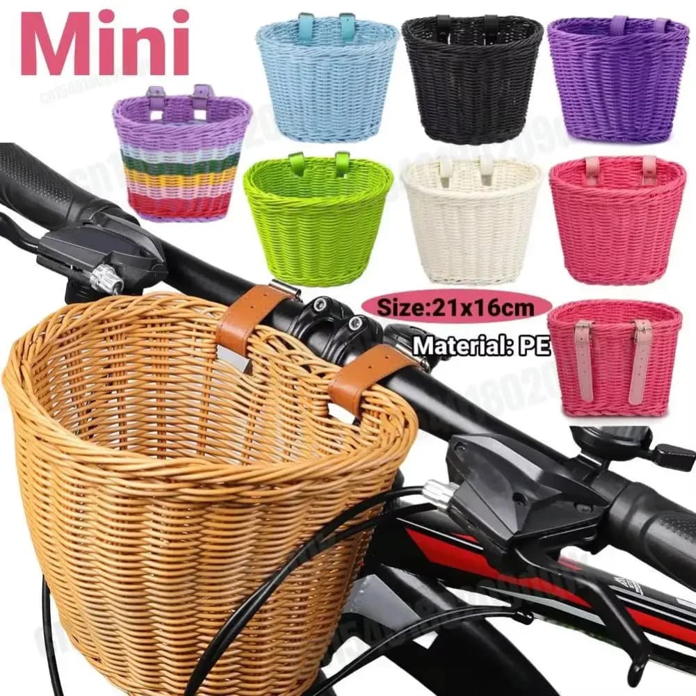 Cestino per bicicletta con manubrio anteriore Cestino per bicicletta tradizionale multifunzione Cestino per bici impermeabile intrecciato a mano per bici per bambini