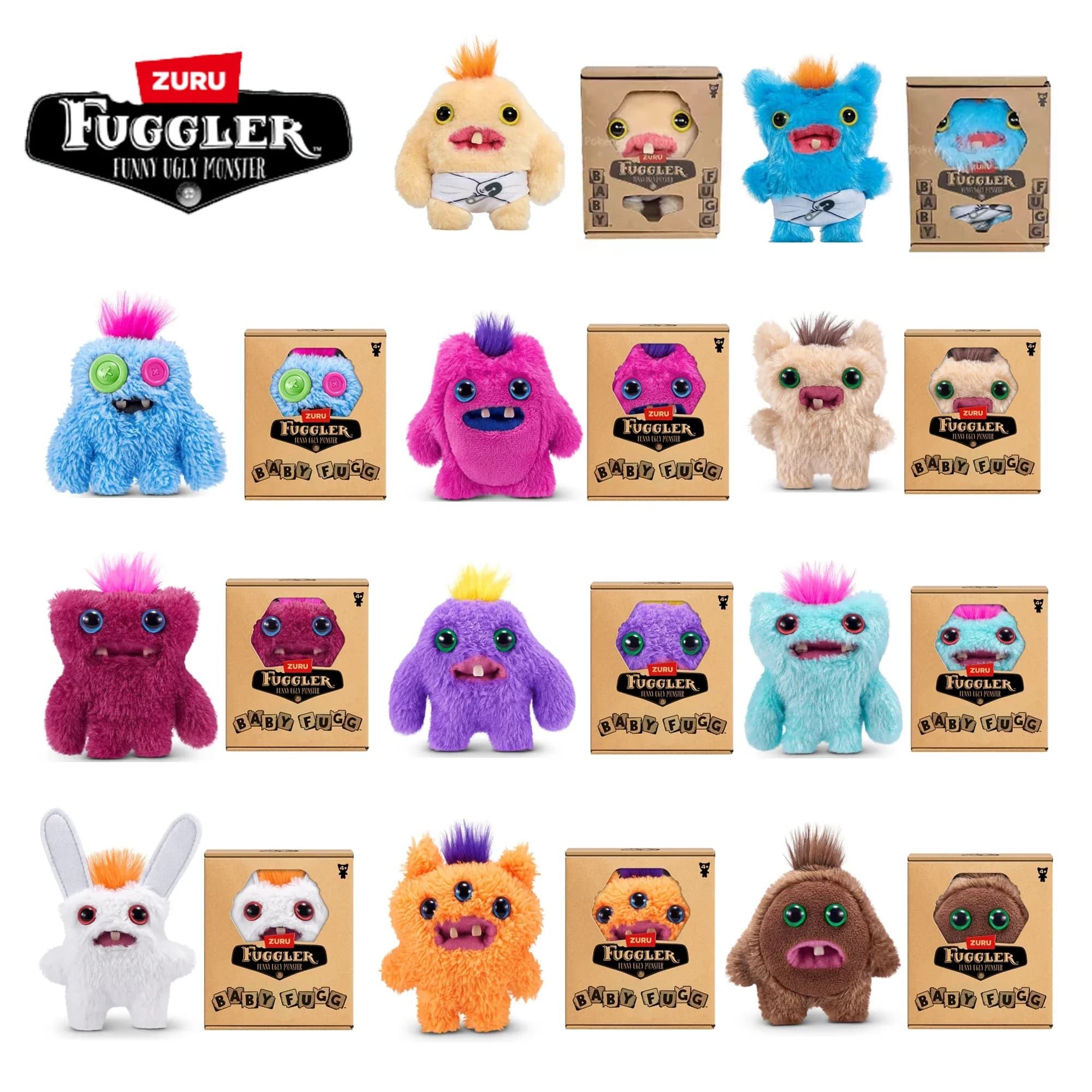 Fuggler Denti Brutti Mostri Peluche Giocattoli Fuggler Bambino Cartoon Occhi Larghi Sagedo Coniglio Peluche Kawaii Multicolor Peluche Bambola 8-9 CM