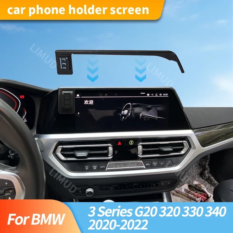 Per BMW Serie 3 G20 320 330 340 2020-2022 Staffa di navigazione per schermo da 10.25 pollici Staffa di gravità per telefono per auto Accessori per auto