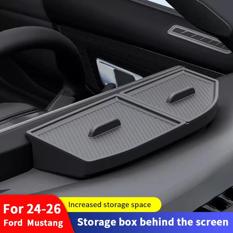QHCP Auto Cruscotto Scatola di Immagazzinaggio Dello Schermo In Silicone Posteriore Scatola di Immagazzinaggio Organizzatore Per Ford Mustang 2024-2026 Accessori Interni