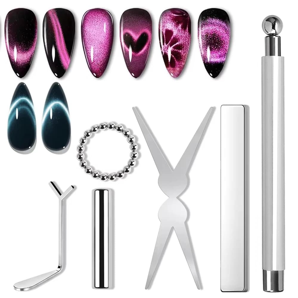 LULAA Set di strumenti magnetici per nail art da 1/6 pezzi, magnete French Cat Eye, bastoncino magnetico multifunzionale per nail art, adatto per il fai da te a casa