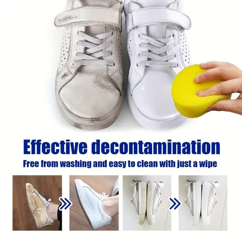 Pasta detergente per scarpe bianche - Detergente sbiancante e antimacchia multiuso per pelle sintetica, scarpe, borse e interni auto con spazzola per la pulizia