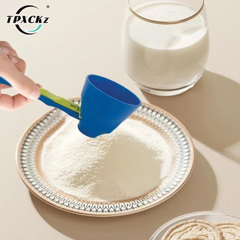 2Pcs Falling Coffee Scoop Funnel Plastic Reusable Sliding Scoop Funnel 2 In 1 Sliding Design Protein Powder Scoop Kitchen Gadget