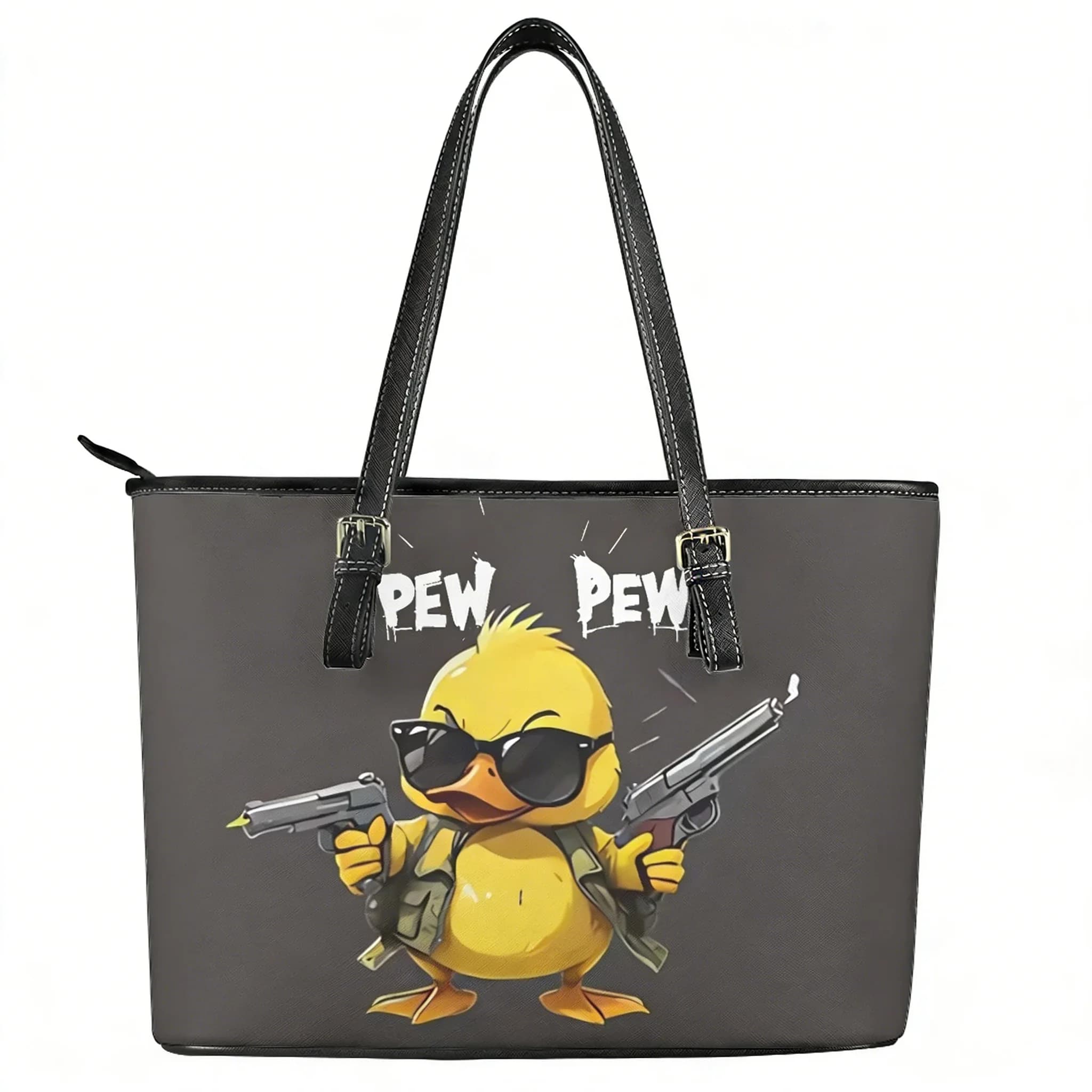 Personalized Bag with Fun Motive Pew Pew Madafakas, Leather Shoulder Bag for Men and Women, Business Travel Bag