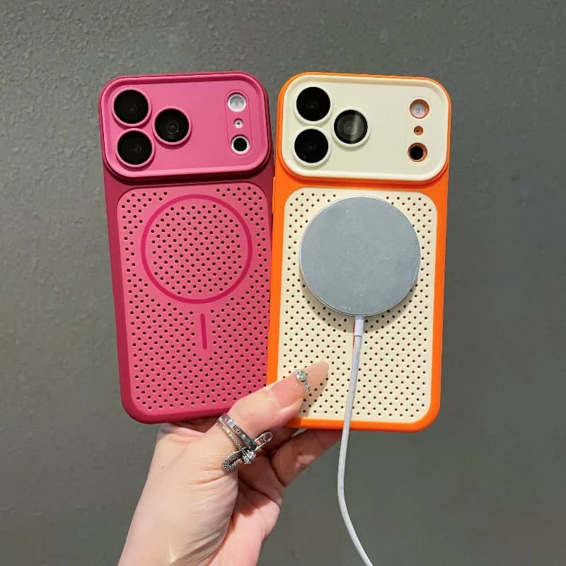Luxury Ultra-Thin Honeycomb Cooling Matte For Magsafe Case For iPhone 17 Pro Max 16 15 14 13 Wireless Charging Personality Cover