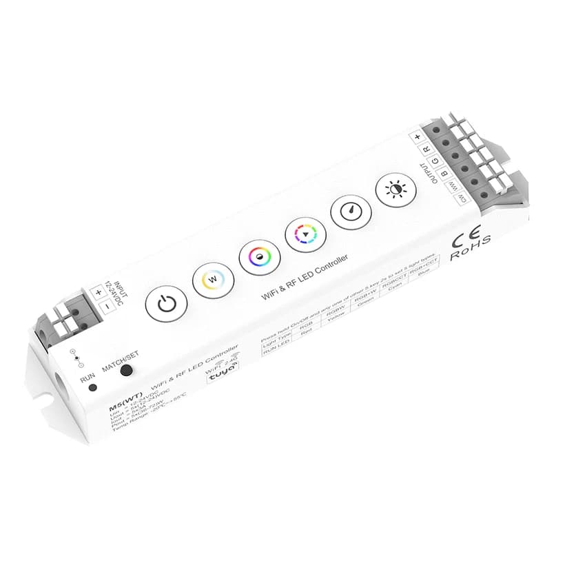 3-in-1 Tuya Wifi LED Controller For LED Strip Light RGB+CCT RGBW DC 12V-24V RF2.4G APP Control Works with Alexa Google Assistant
