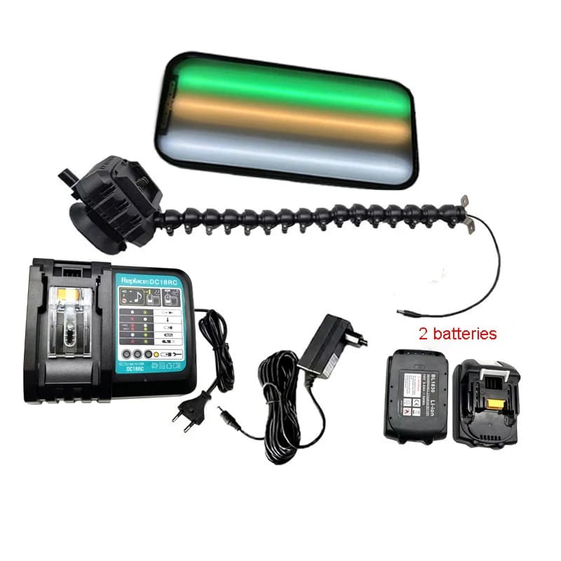 Lampada per riparazione ammaccature per auto a 9 LED Strumento per riparazione ammaccature senza vernice con bordo di linea a 3 strisce con batteria da 18 V 6,0 Ah