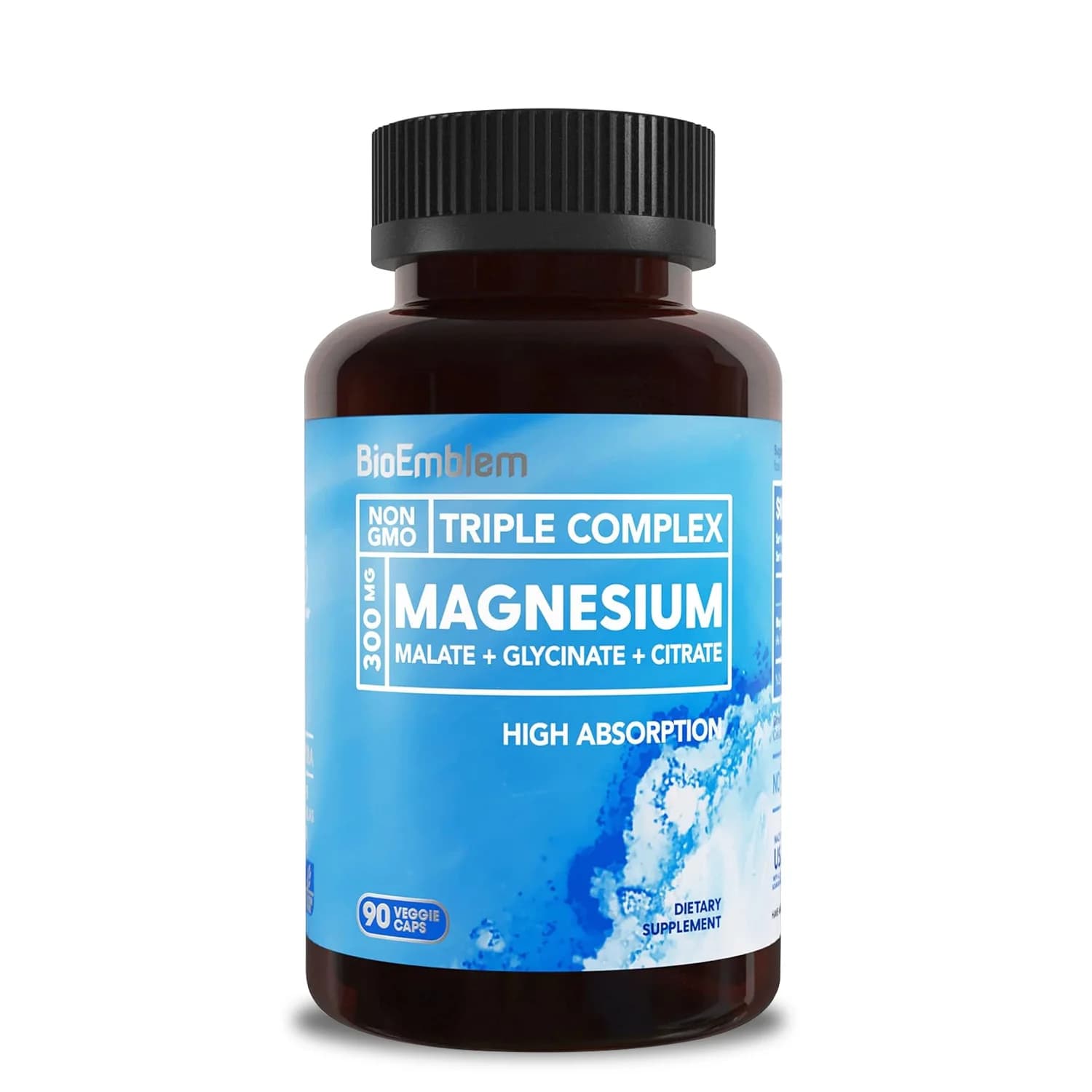 90 Capsules Magnesium Complex Supplement with Glycinate Malate and Vitamin D3 Daily Support Bone and Muscle Health Plant Vegan
