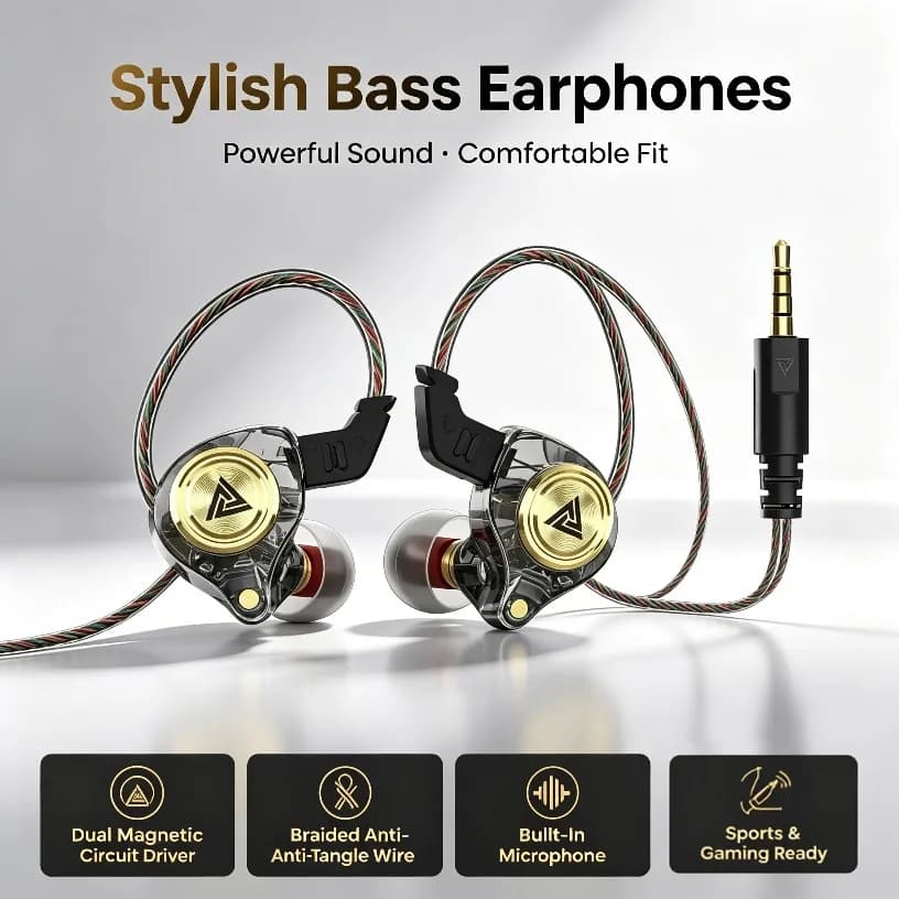 QKZ CK5 Wired headset with microphone HiFi Music earphones Professional headphones for games and sports with noise cancellation