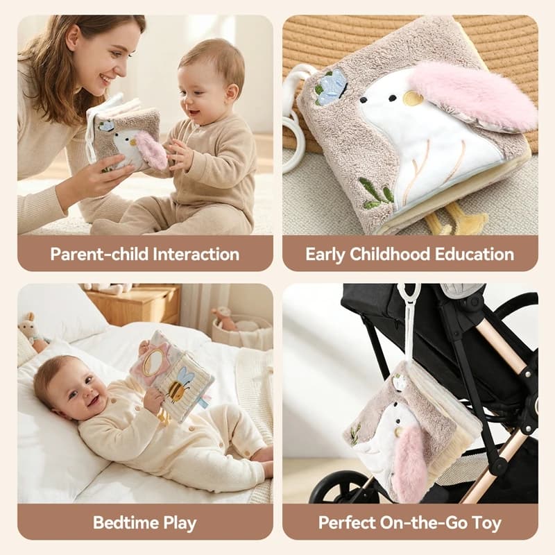 Coperta Sensoriale per Neonati 0-12 Mesi e Giocattoli per la Mamma, Coperta Calmante per l'Apprendimento Precoce, Giocattolo per Neonati, Coniglio in Peluche, Coperta Sensoriale a Forma di Coniglio Cartone Animato