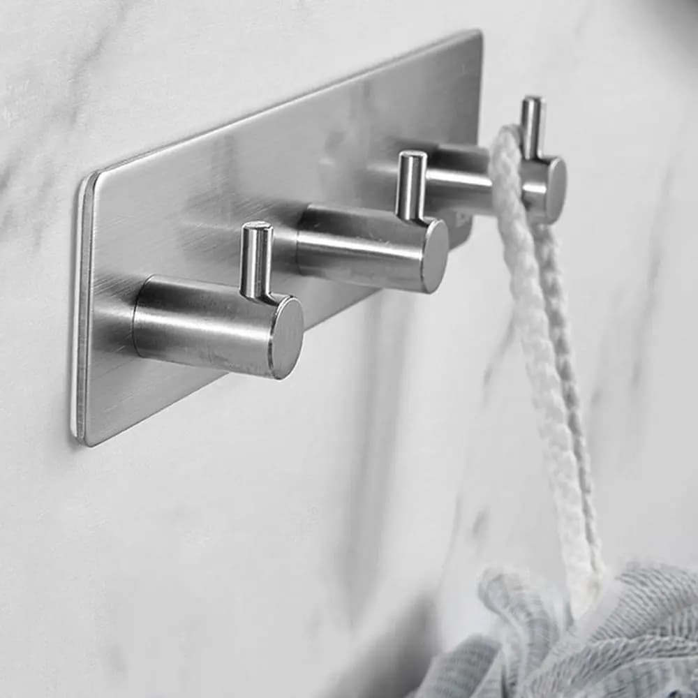 Multi-Purpose Black Stainless Steel Wall Hook Hanging Rustproof Towel Holder Self-Adhesive Heavy Duty Bags Key Hangers Kitchen