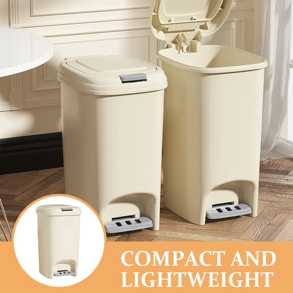 Cestino per rifiuti da 8 litri con pedale, sottile, in plastica, per bagno, cucina, camera da letto, ufficio, riutilizzabile, antiodore