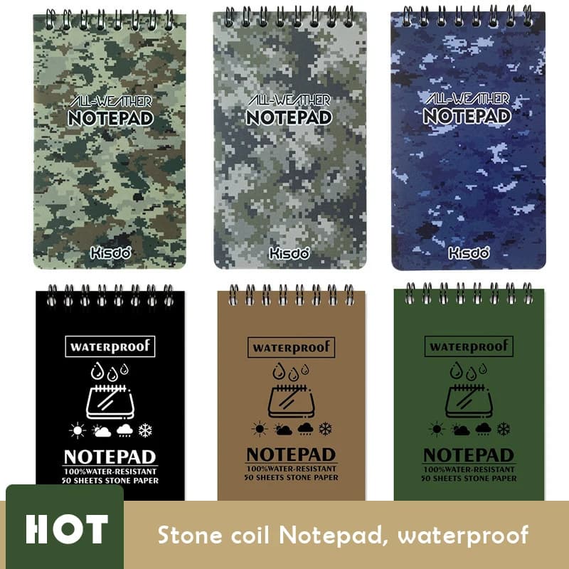 Original Notepad Waterproof Note pad Camouflage Color NoteBook with Ruler Pocket Portable Memo Pad Outdoor Spiral Notebook