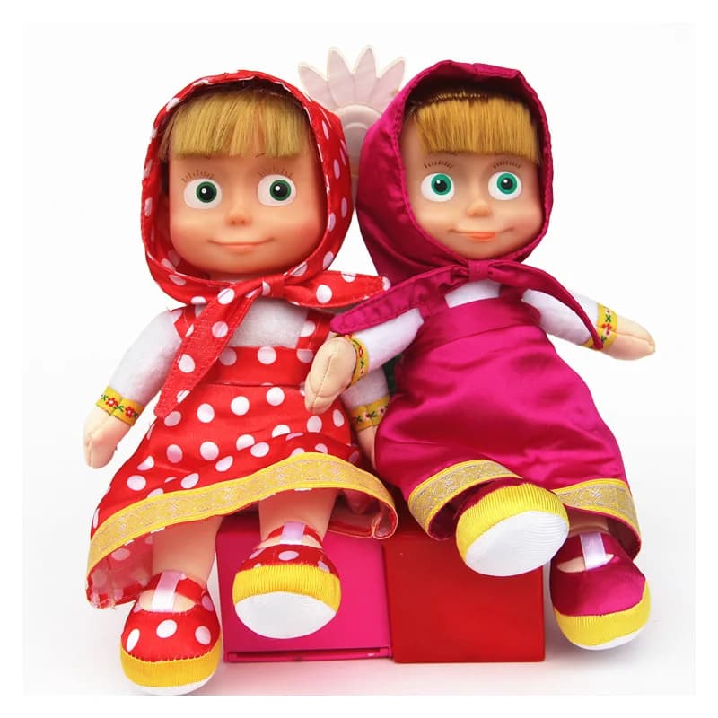 Peluche Classico dei Cartoni Animati per Bambini, Bambina Masa e Orso con Musica, Giocattolo Morbido per l'Educazione della Prima Infanzia